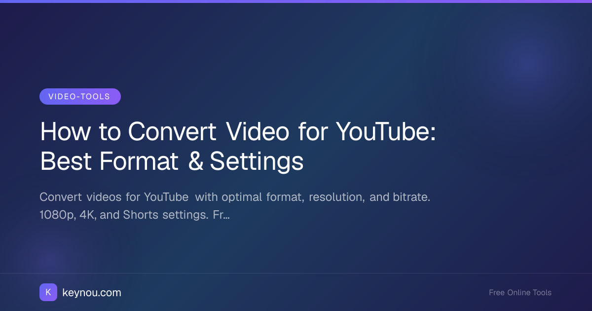 How to Convert Video for YouTube: Best Format & Settings